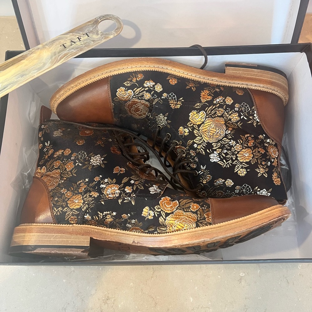 Taft Brown and Black Floral Boots